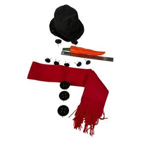 Build and Dress Your Snowman Kit DIY Hat Scarf Eyes Nose Mouth Buttons 13 Pieces